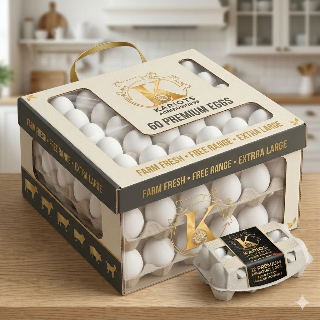 Boxes of farm-fresh free-range eggs